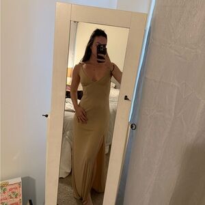 PrettyLittleThing Gold Maxi Dress